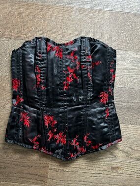 VTG 90s Barbie’s Shop Calgary Cherry Blossom Satin brocade Corset